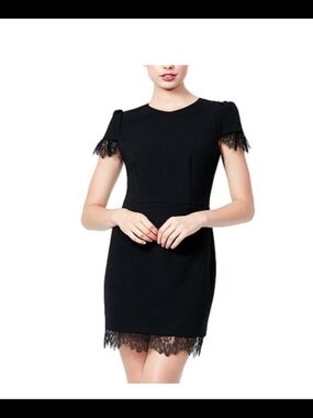 Betsey Johnson Black Lace-Trim Mini Dress